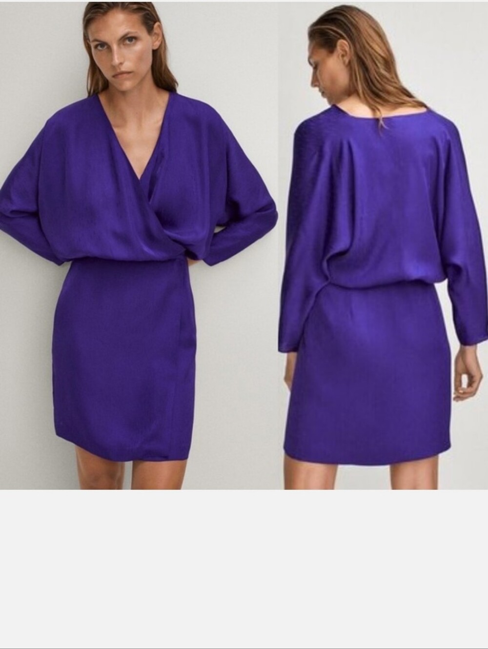 Massimo Dutti V-Neck Jacquard Kimono Wrap Dress. Size 2